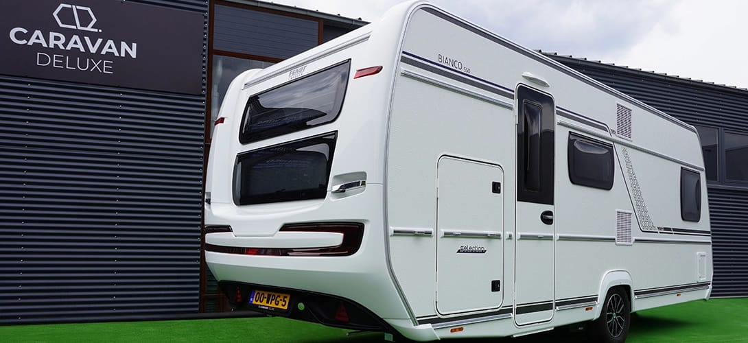 Achterkant 550 SKM Fendt Bianco Activ 550 Fendt Bianco Activ 550 plattegrond Caravan Deluxe caravan huren